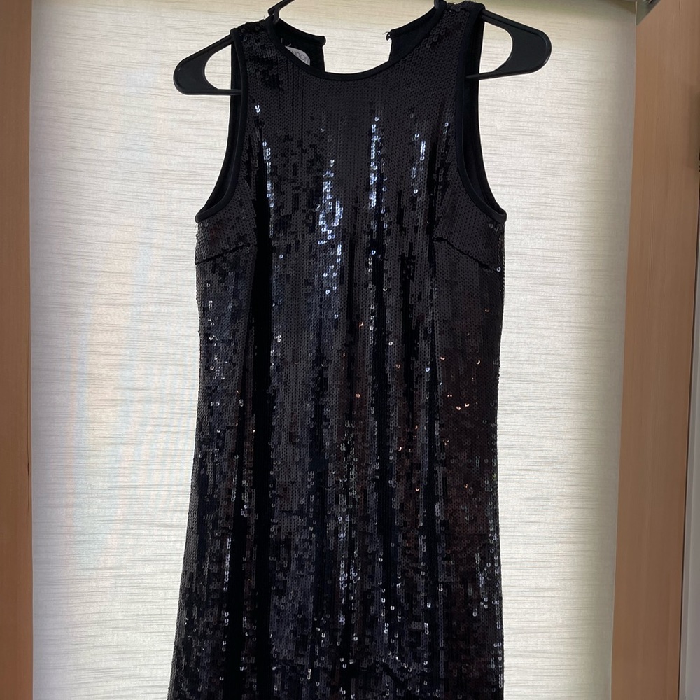Maggy London vintage sleeveless black sequin dress mid-thigh length